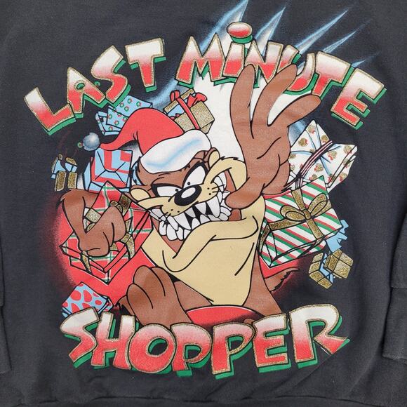 Vintage 1997 Tazmanian Devil Sweatshirt Womens XL 22x25 Black - Picture 9 of 13